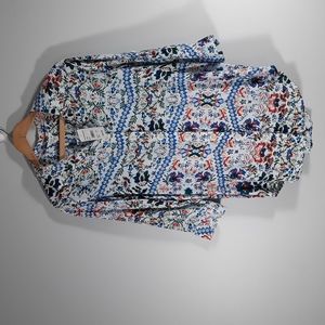 NWT INTRO ❤LOVE THE FIT  MULTICOLOR floral blouse Sz S